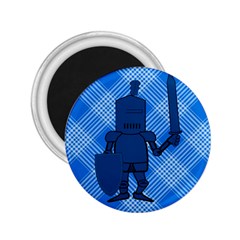 Blue Knight On Plaid 2 25  Button Magnet