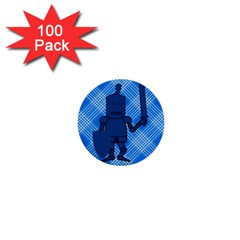 Blue Knight On Plaid 1  Mini Button (100 Pack) by StuffOrSomething