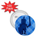 Blue Knight On Plaid 1.75  Button (100 pack) Front