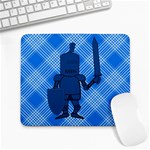 Blue Knight On Plaid Large Mouse Pad (Rectangle) Front