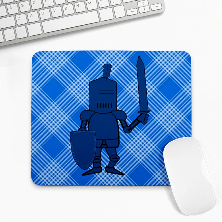 Blue Knight On Plaid Large Mouse Pad (Rectangle)