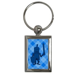 Blue Knight On Plaid Key Chain (rectangle) by StuffOrSomething