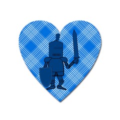 Blue Knight On Plaid Magnet (heart) by StuffOrSomething