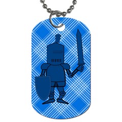 Blue Knight On Plaid Dog Tag (one Sided) by StuffOrSomething