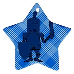 Blue Knight On Plaid Star Ornament (two Sides) by StuffOrSomething