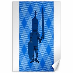 Blue Knight On Plaid Canvas 12  X 18  (unframed) by StuffOrSomething