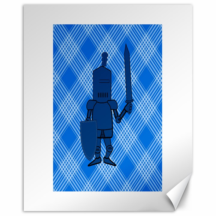 Blue Knight On Plaid Canvas 16  x 20  (Unframed)