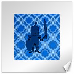 Blue Knight On Plaid Canvas 20  X 20  (unframed) by StuffOrSomething