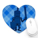 Blue Knight On Plaid Mouse Pad (Heart) Front