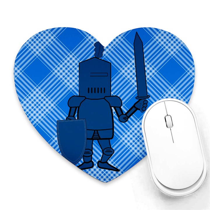 Blue Knight On Plaid Mouse Pad (Heart)