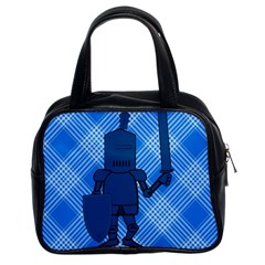 Blue Knight On Plaid Classic Handbag (two Sides)