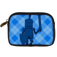 Blue Knight On Plaid Digital Camera Leather Case by StuffOrSomething