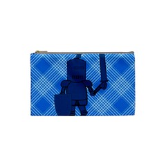 Blue Knight On Plaid Cosmetic Bag (small)