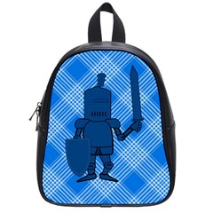 Blue Knight On Plaid School Bag (small)