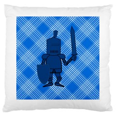 Blue Knight On Plaid Large Cushion Case (single Sided)  by StuffOrSomething