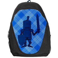 Blue Knight On Plaid Backpack Bag