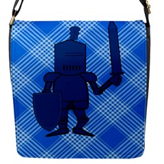 Blue Knight On Plaid Flap Closure Messenger Bag (small) by StuffOrSomething