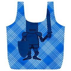 Blue Knight On Plaid Reusable Bag (xl) by StuffOrSomething