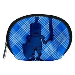 Blue Knight On Plaid Accessory Pouch (medium)