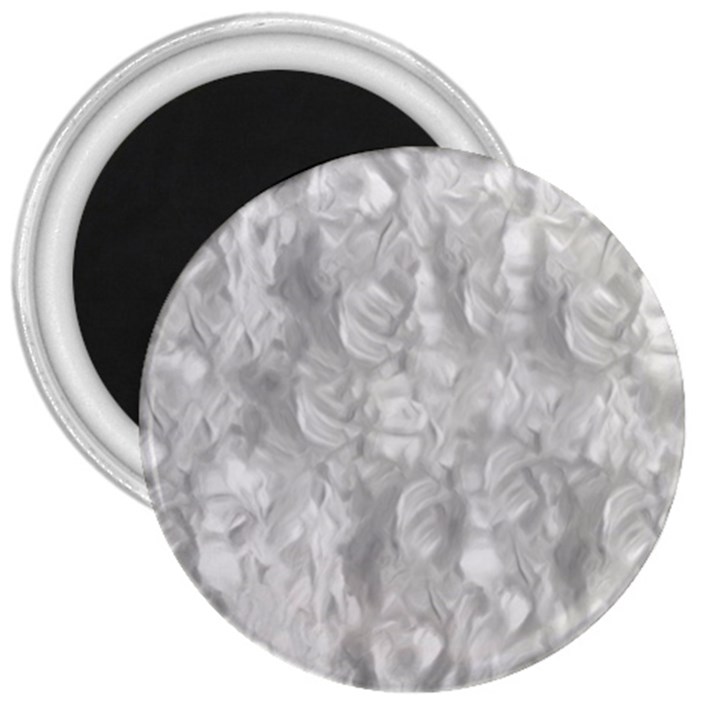 Abstract In Silver 3  Button Magnet