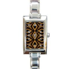 Tribal Diamonds Pattern Brown Colors Abstract Design Rectangular Italian Charm Watch by dflcprints