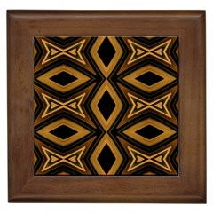 Tribal Diamonds Pattern Brown Colors Abstract Design Framed Ceramic Tile by dflcprints