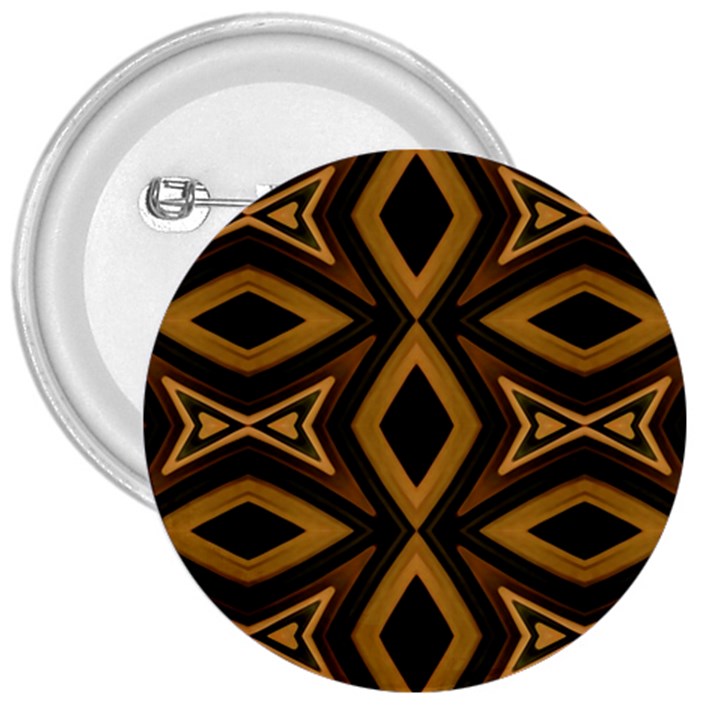 Tribal Diamonds Pattern Brown Colors Abstract Design 3  Button