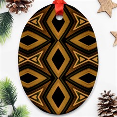 Tribal Diamonds Pattern Brown Colors Abstract Design Oval Ornament