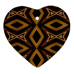 Tribal Diamonds Pattern Brown Colors Abstract Design Heart Ornament by dflcprints