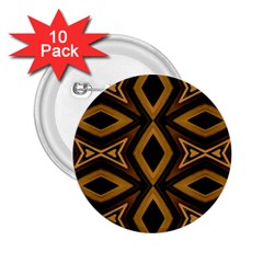 Tribal Diamonds Pattern Brown Colors Abstract Design 2 25  Button (10 Pack)