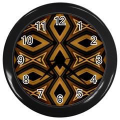 Tribal Diamonds Pattern Brown Colors Abstract Design Wall Clock (black) by dflcprints