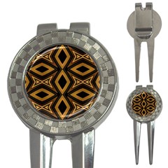 Tribal Diamonds Pattern Brown Colors Abstract Design Golf Pitchfork & Ball Marker by dflcprints