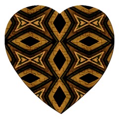 Tribal Diamonds Pattern Brown Colors Abstract Design Jigsaw Puzzle (heart) by dflcprints