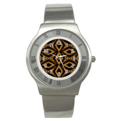 Tribal Diamonds Pattern Brown Colors Abstract Design Stainless Steel Watch (slim)