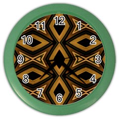 Tribal Diamonds Pattern Brown Colors Abstract Design Wall Clock (color)