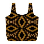 Tribal Diamonds Pattern Brown Colors Abstract Design Reusable Bag (L) Back