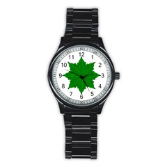 Decorative Ornament Isolated Plants Sport Metal Watch (black)