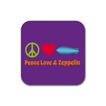 Peace Love & Zeppelin Drink Coaster (Square) Front