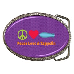 Peace Love & Zeppelin Belt Buckle (oval)