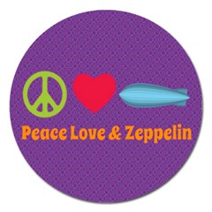 Peace Love & Zeppelin Magnet 5  (round) by SaraThePixelPixie