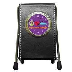 Peace Love & Zeppelin Stationery Holder Clock