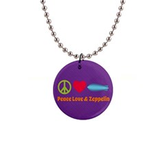 Peace Love & Zeppelin Button Necklace