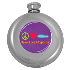 Peace Love & Zeppelin Hip Flask (round)