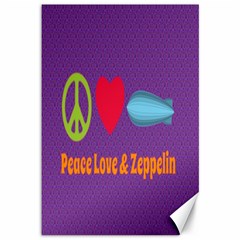 Peace Love & Zeppelin Canvas 12  X 18  (unframed)