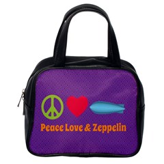 Peace Love & Zeppelin Classic Handbag (one Side)