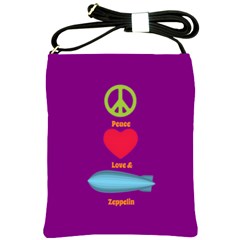 Peace Love & Zeppelin Shoulder Sling Bag by SaraThePixelPixie