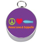 Peace Love & Zeppelin Silver Compass Front