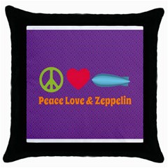 Peace Love & Zeppelin Black Throw Pillow Case