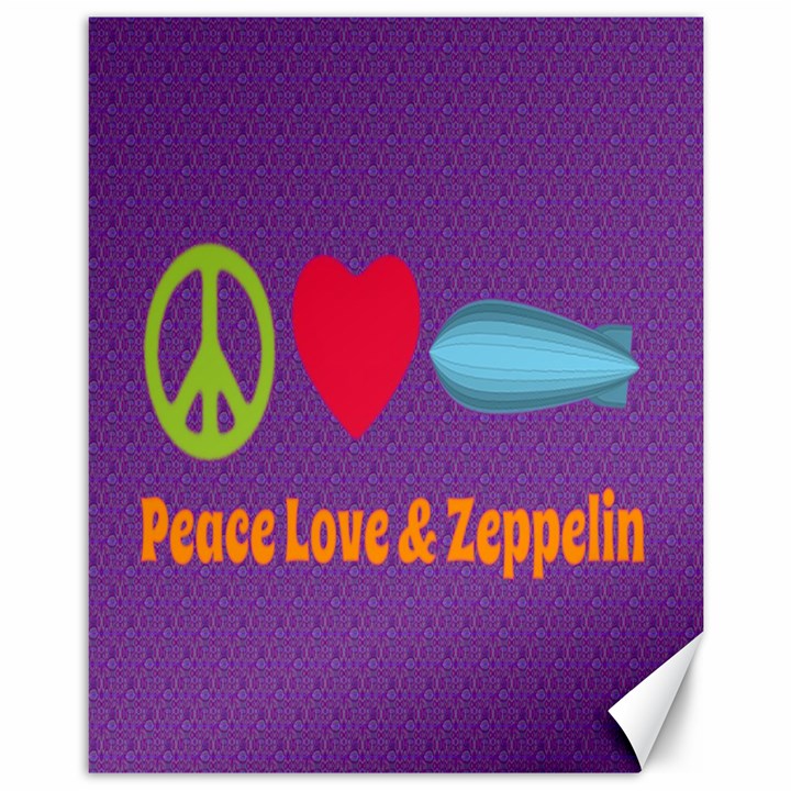 Peace Love & Zeppelin Canvas 11  x 14  (Unframed)