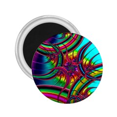 Abstract Neon Fractal Rainbows 2 25  Button Magnet